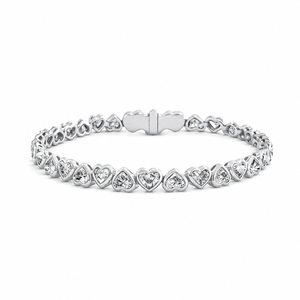 Heart Bezel Set Diamond Tennis Bracelet
