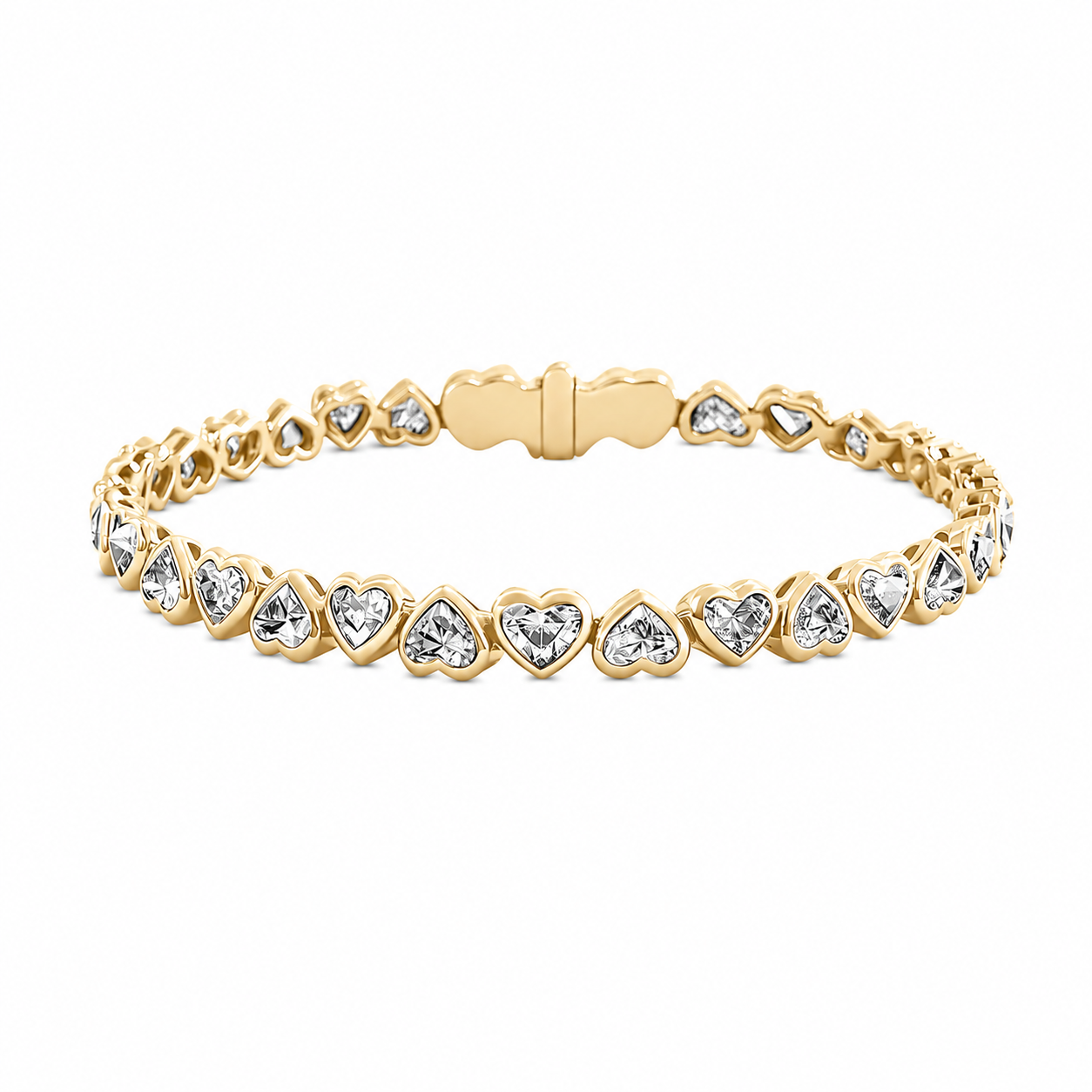 Heart Bezel Set Diamond Tennis Bracelet