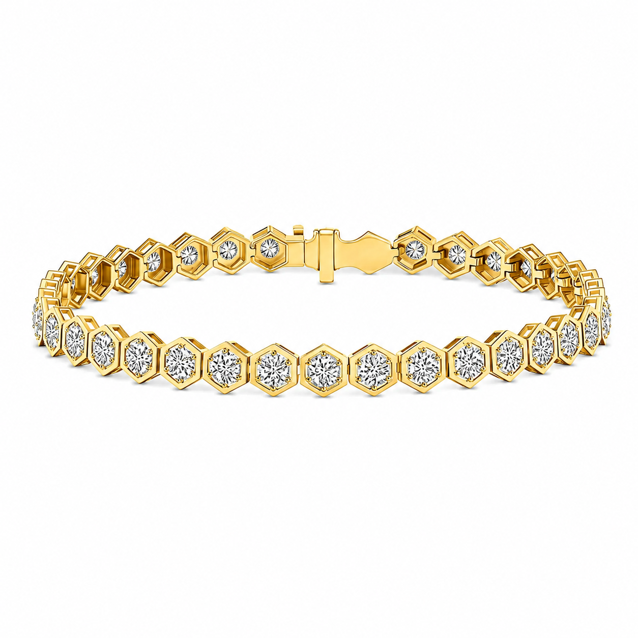 Hexagonal Round Diamond Tennis Bracelet