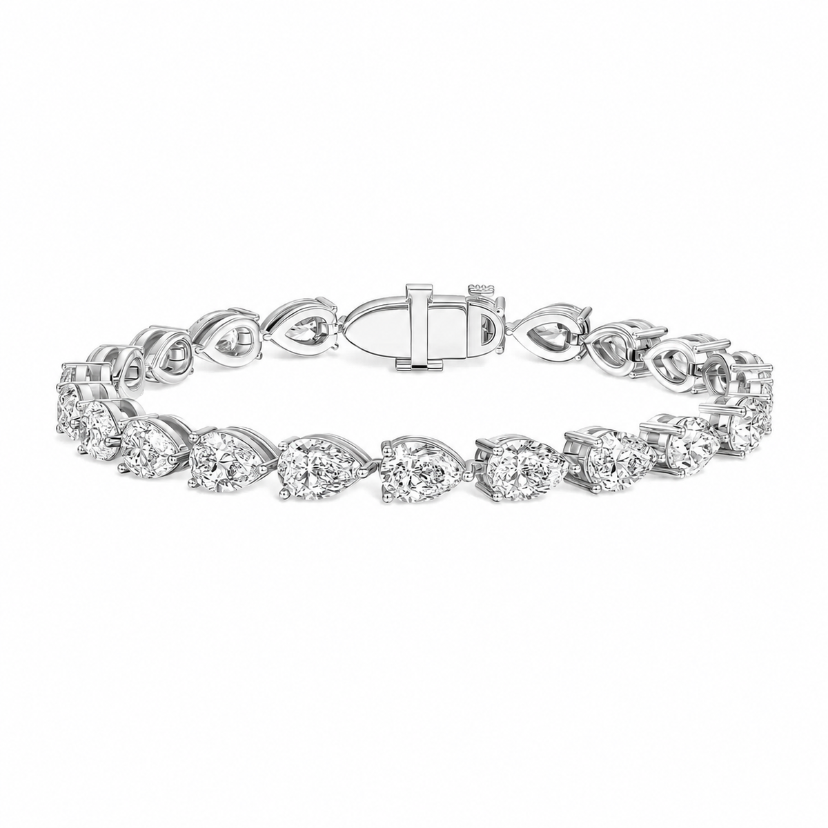 Horizontal Pear Diamond Tennis Bracelet