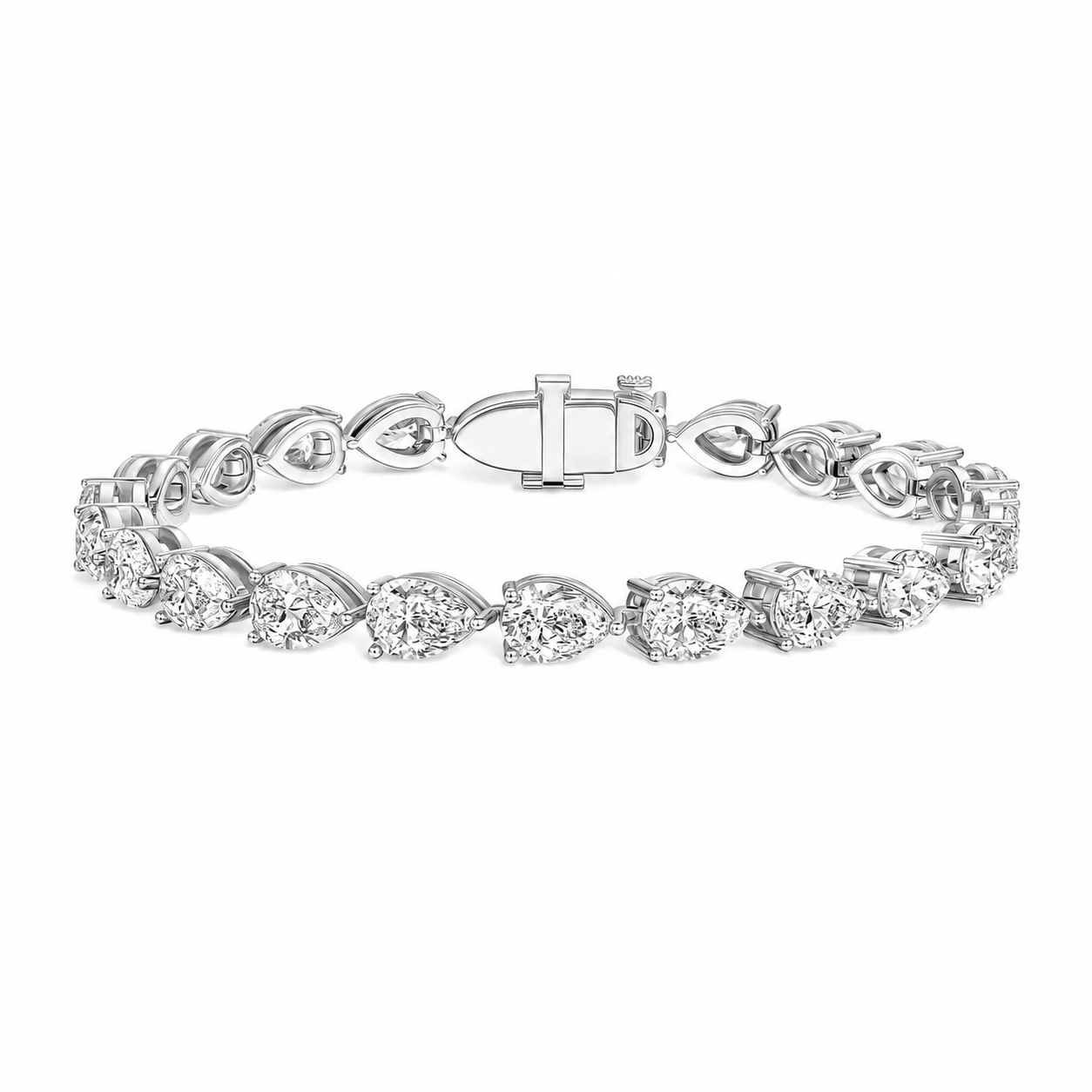 Horizontal Pear Diamond Tennis Bracelet