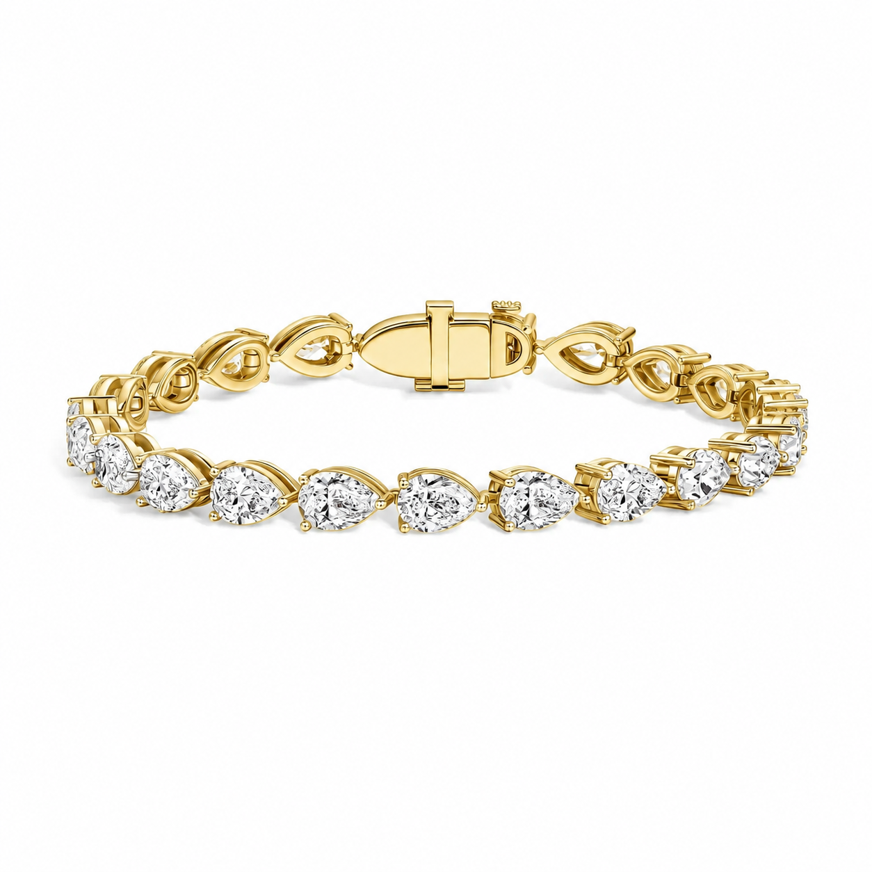 Horizontal Pear Diamond Tennis Bracelet