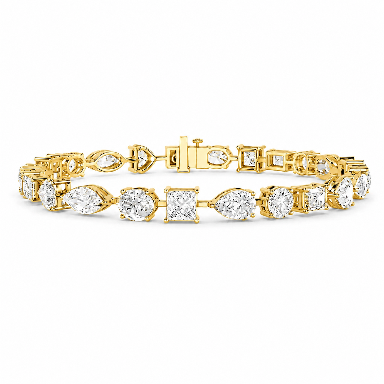 Mixed-Cut Diamond Tennis Bracelet