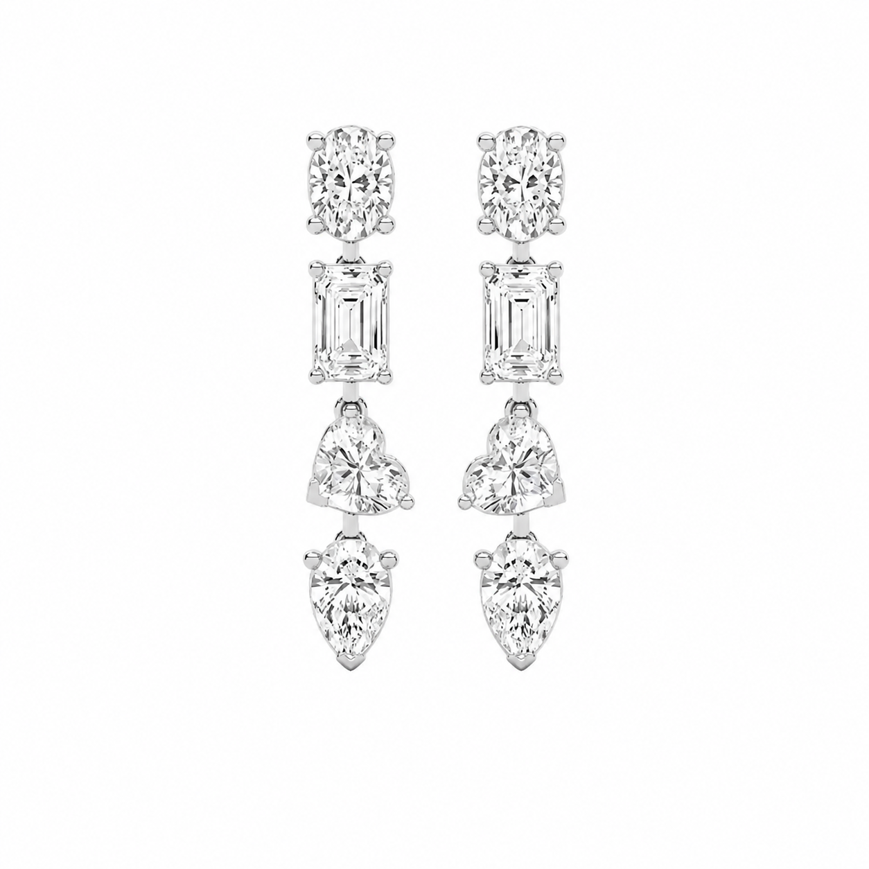 Mixed-Cut Four-Stone Drop Earrings