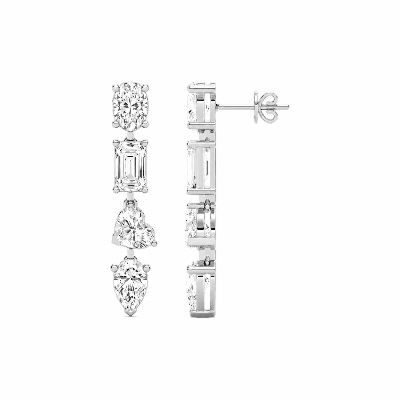 Mixed-Cut Four-Stone Drop Earrings