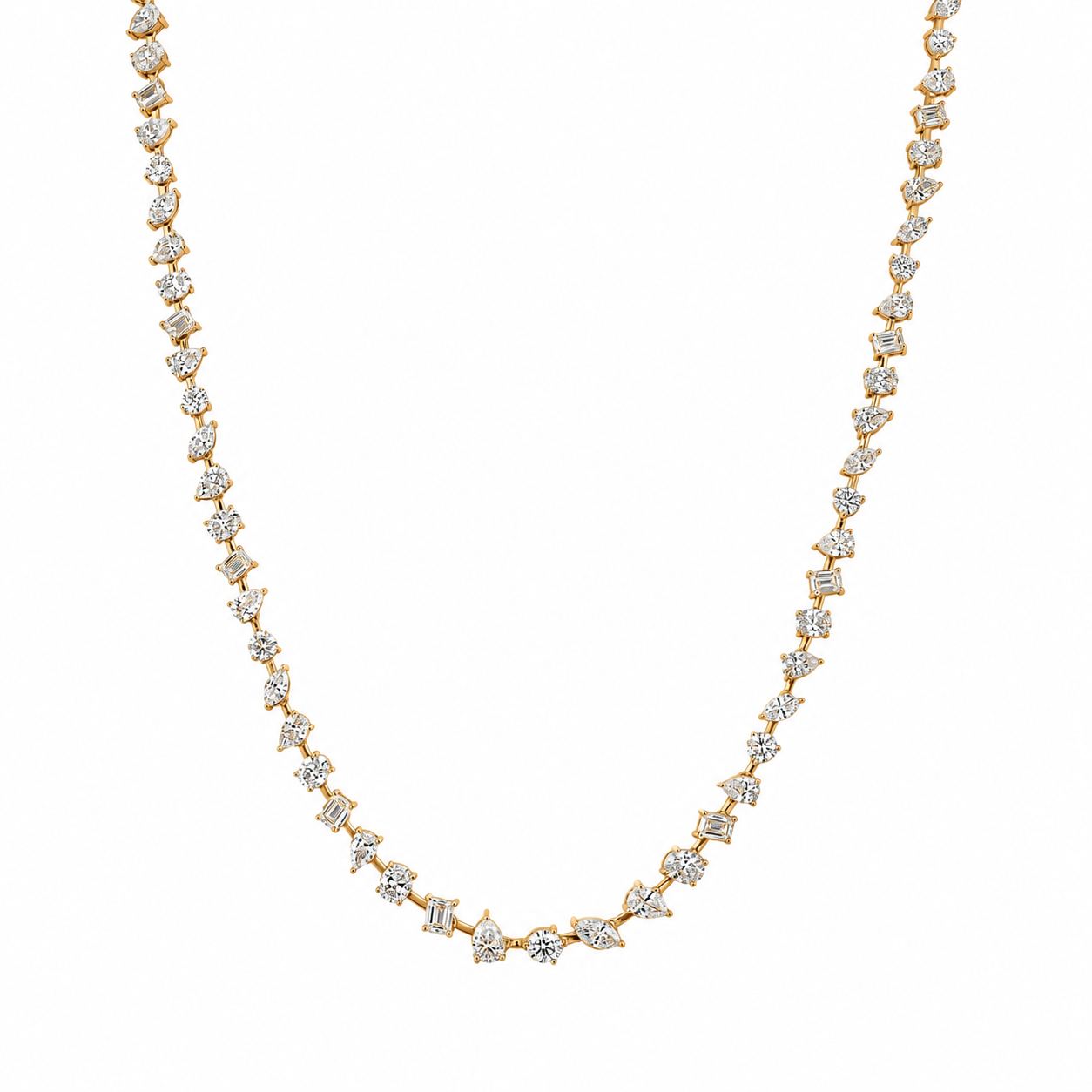 Multi Shape Diamond Tennis Necklace