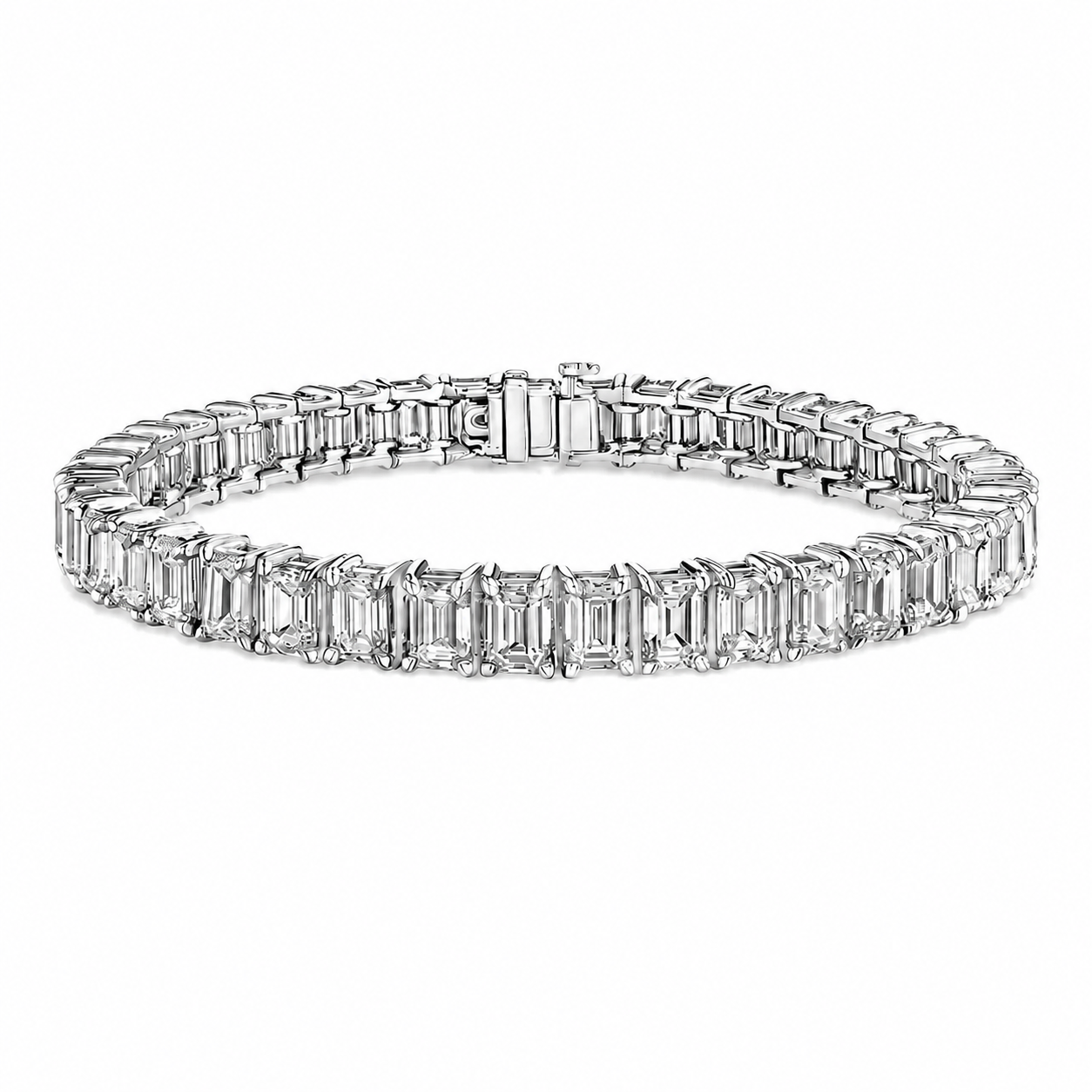 North South Emerald Diamond Tennis Bracelet