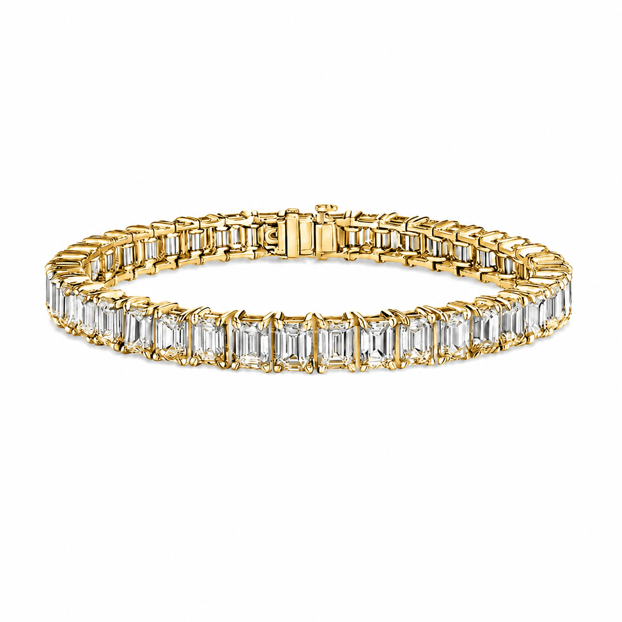 North South Emerald Diamond Tennis Bracelet