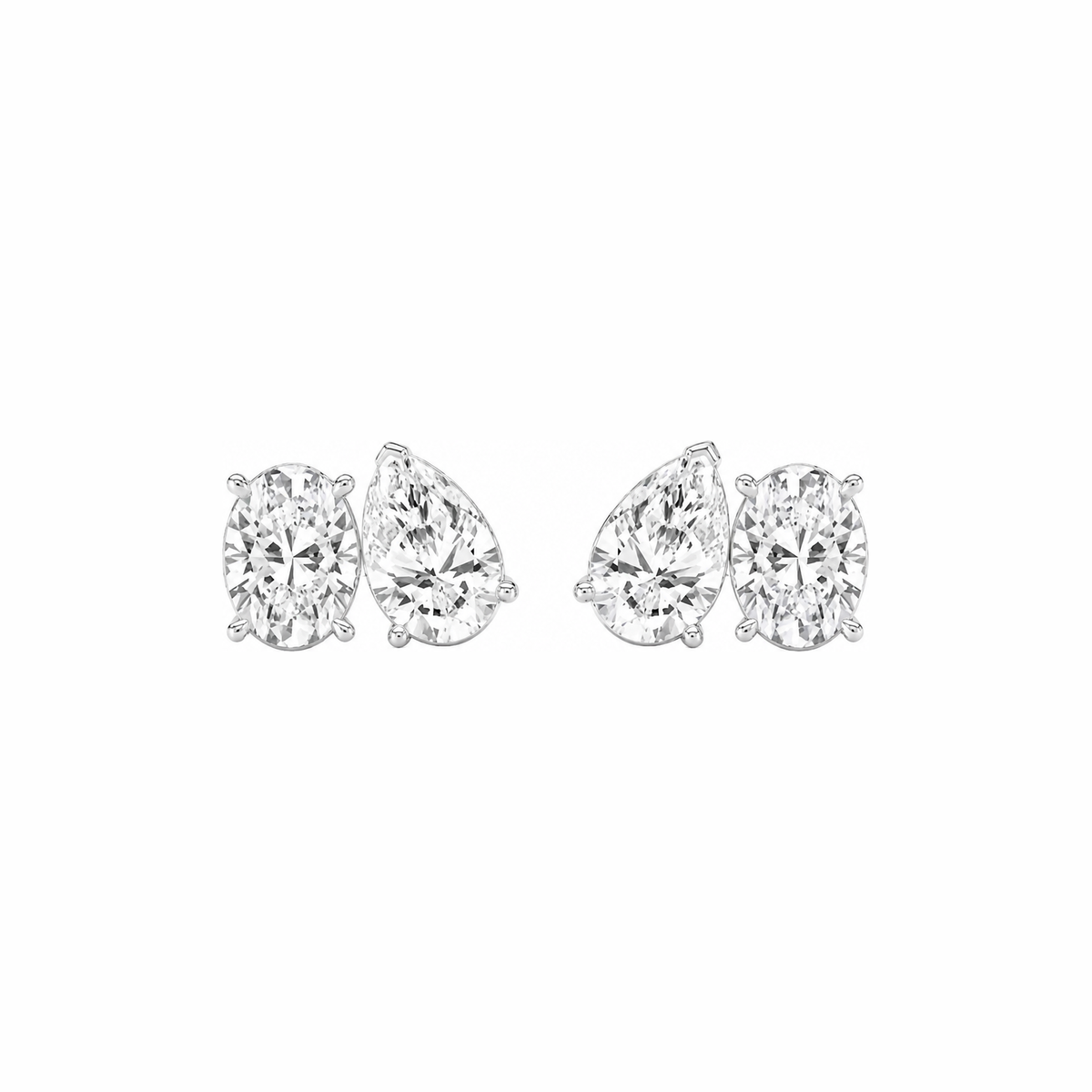 Oval & Pear Two-Stone Stud Earrings