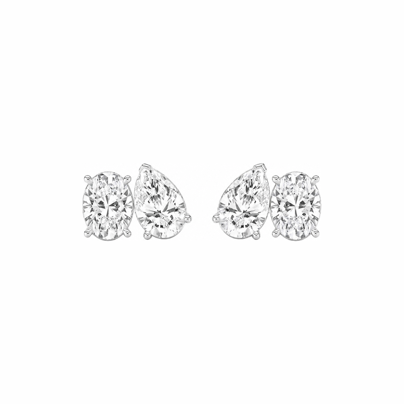 Oval & Pear Two-Stone Stud Earrings