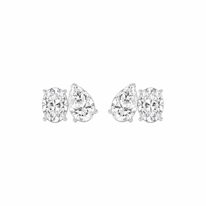 Oval & Pear Two-Stone Stud Earrings
