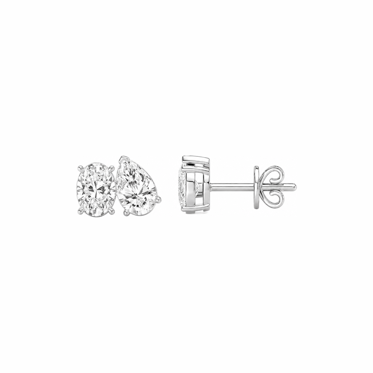 Oval & Pear Two-Stone Stud Earrings