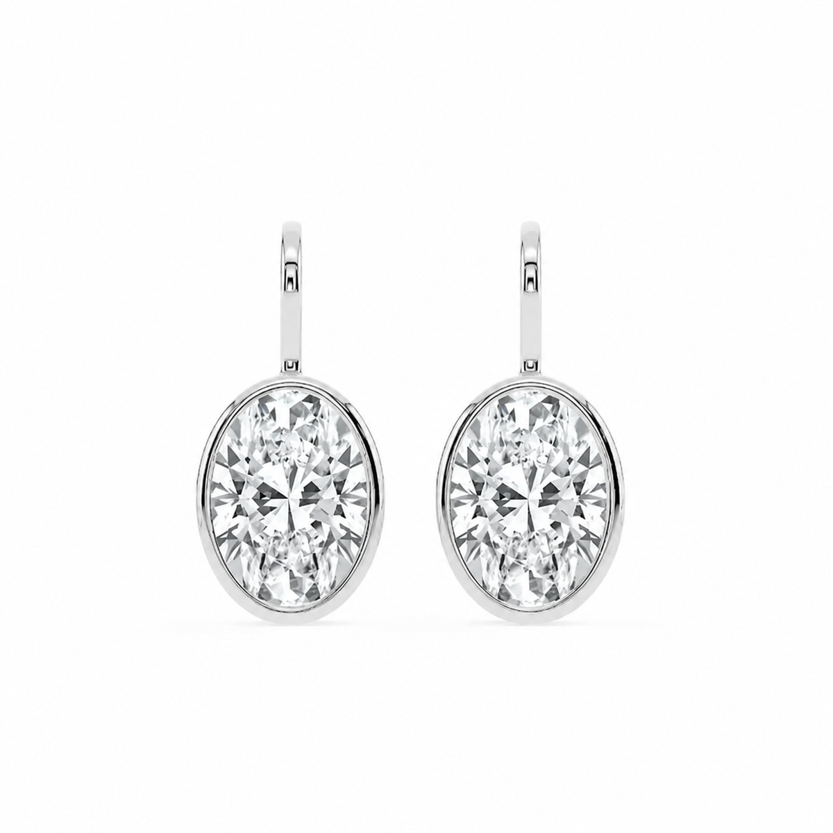 Oval Bezel Drop Earrings