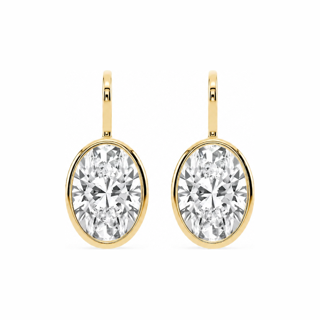 Oval Bezel Drop Earrings