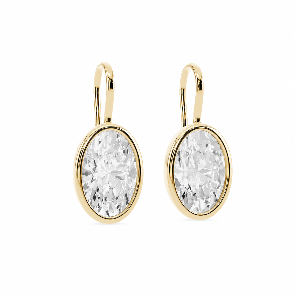 Oval Bezel Drop Earrings