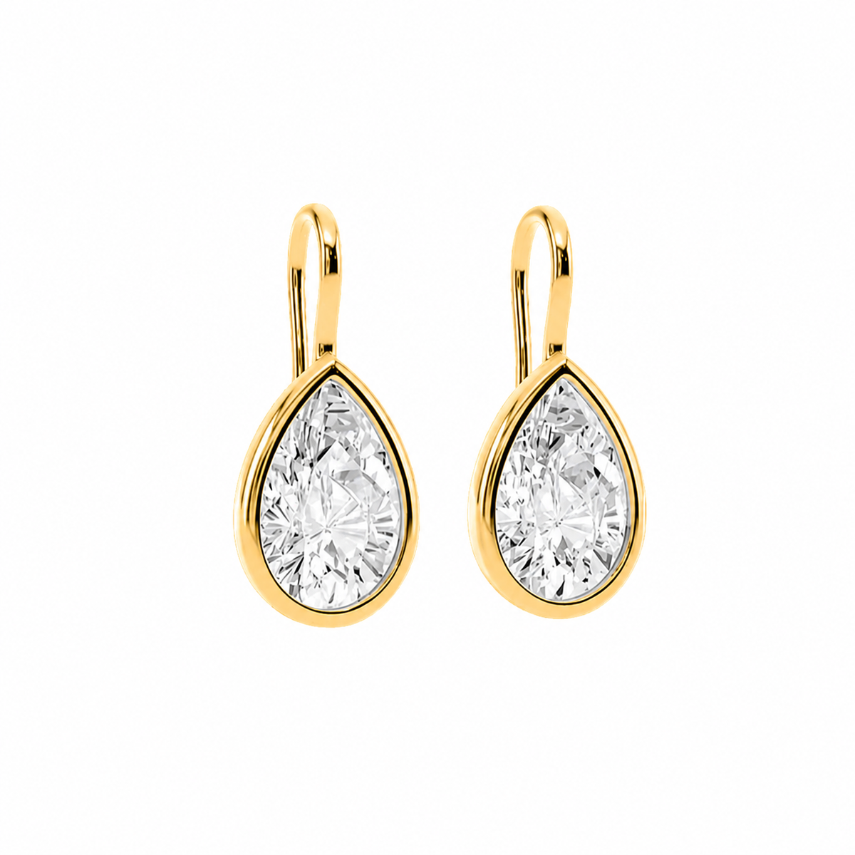 Pear Bezel Drop Earrings