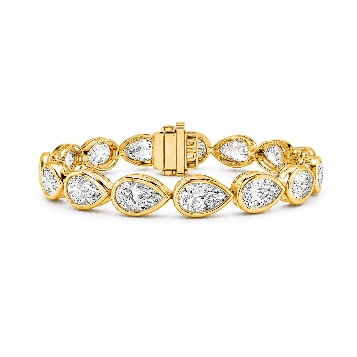 Pear-Cut Diamond Bezel Tennis Bracelet