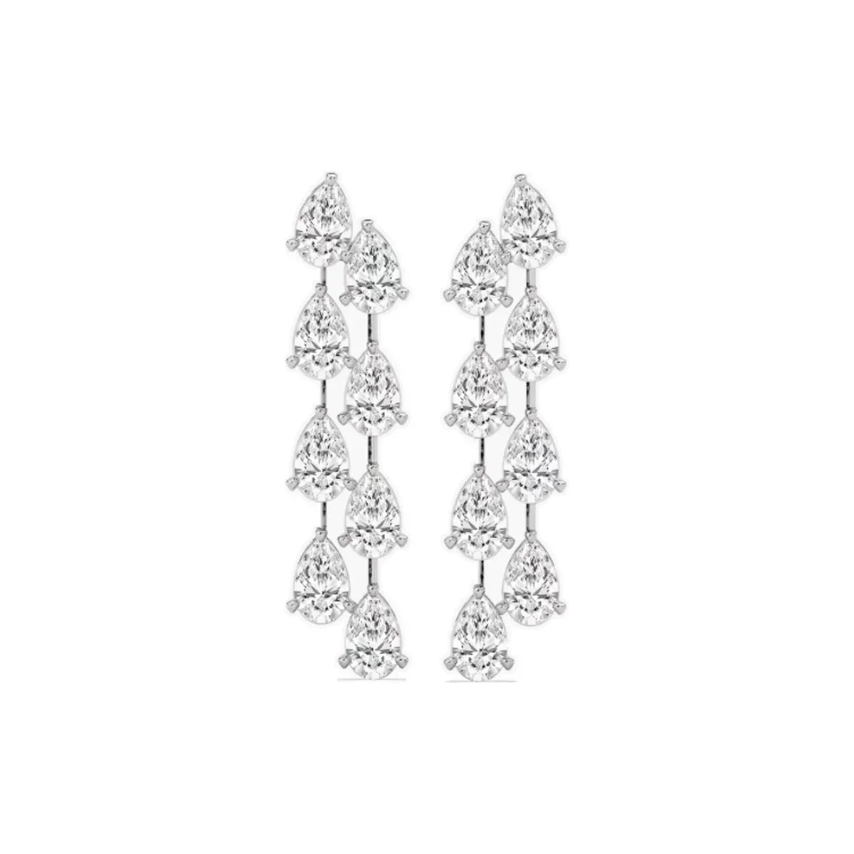 Pear-Cut Diamond Cascade Drop Earrings