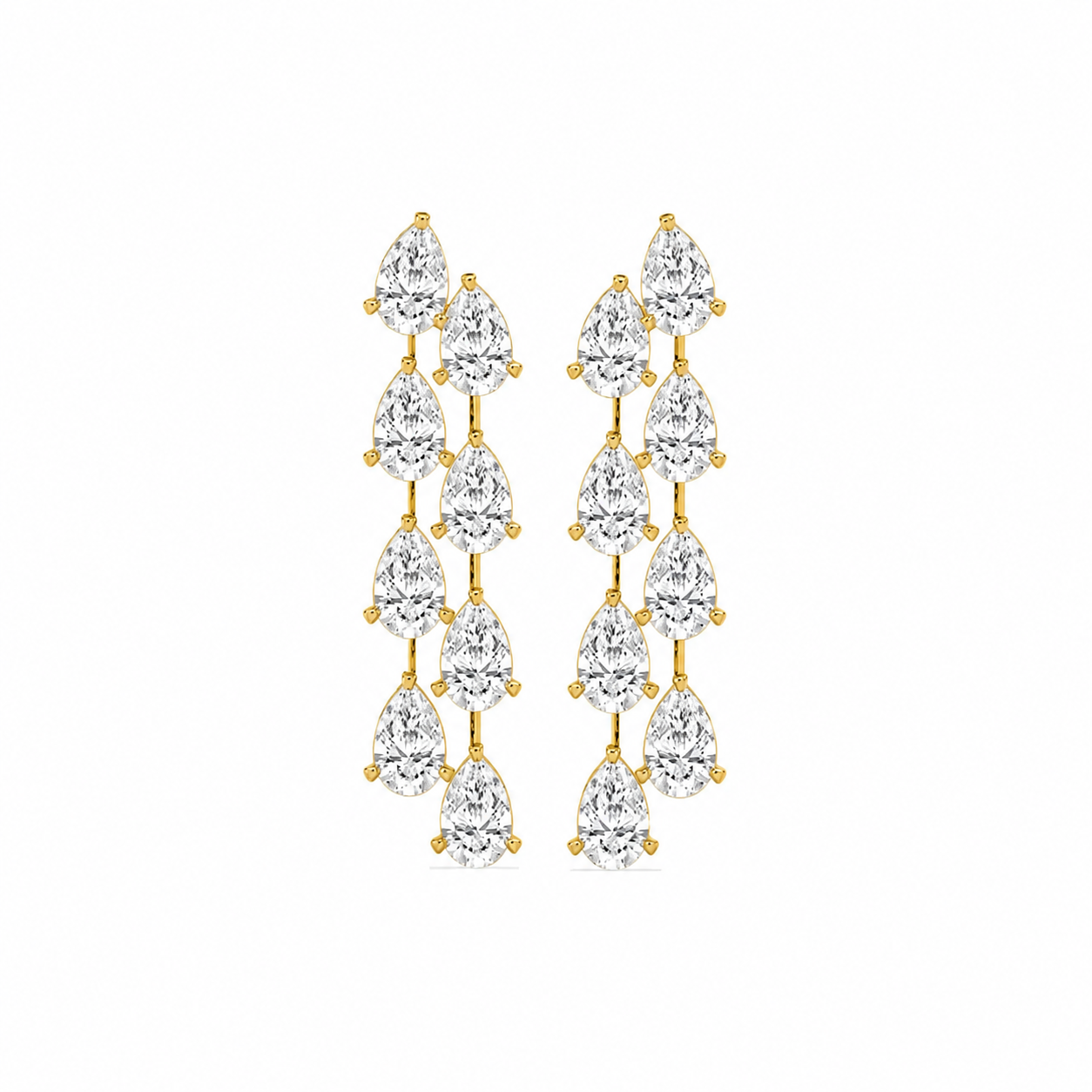 Pear-Cut Diamond Cascade Drop Earrings