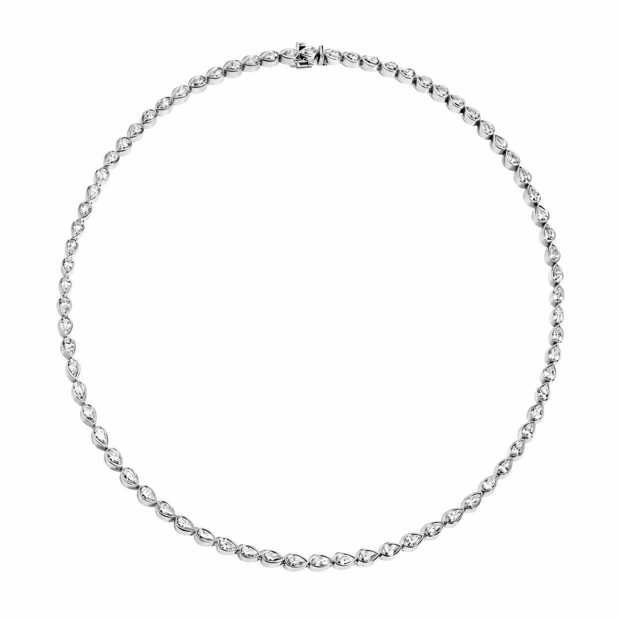 Pear Bezel Tennis Necklace