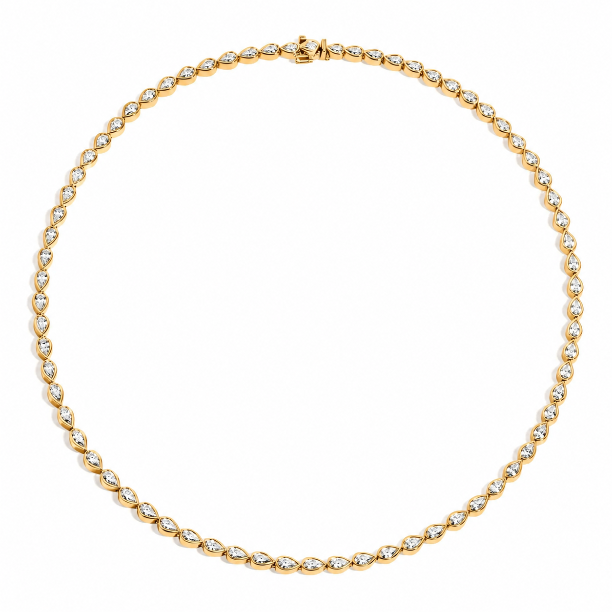Pear Bezel Tennis Necklace