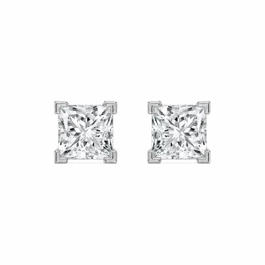Princess Cut Stud With Tips
