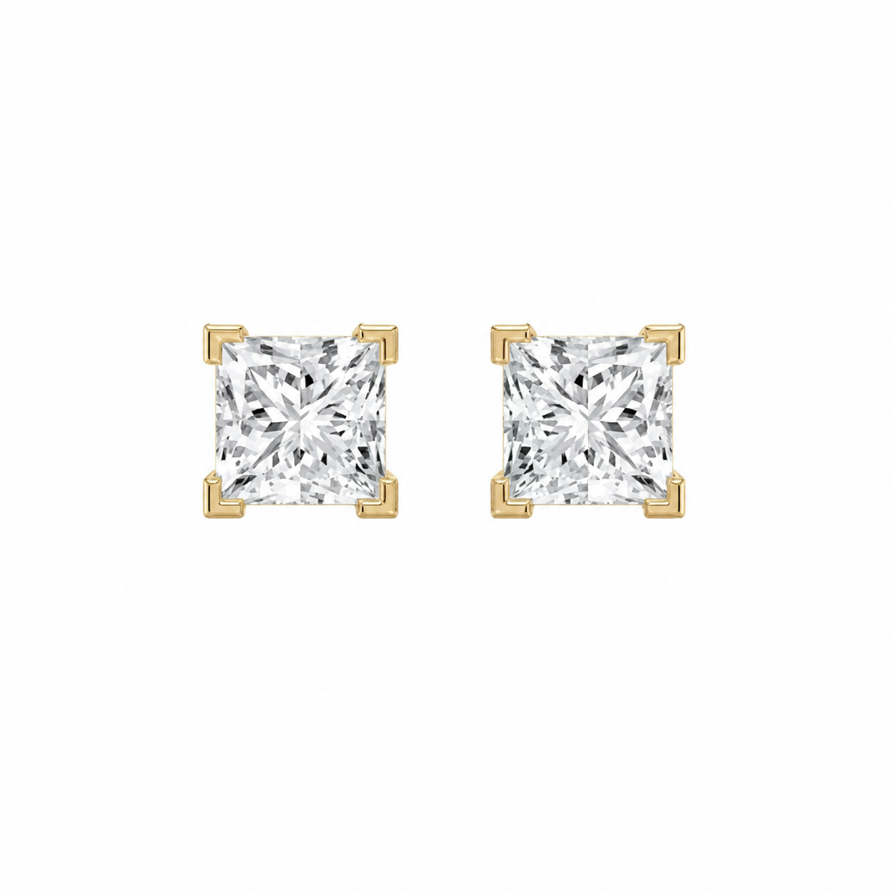 Princess Cut Stud With Tips