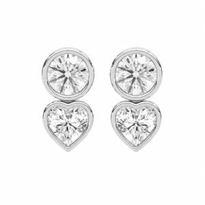 Round & Heart Bezel Stud Earrings