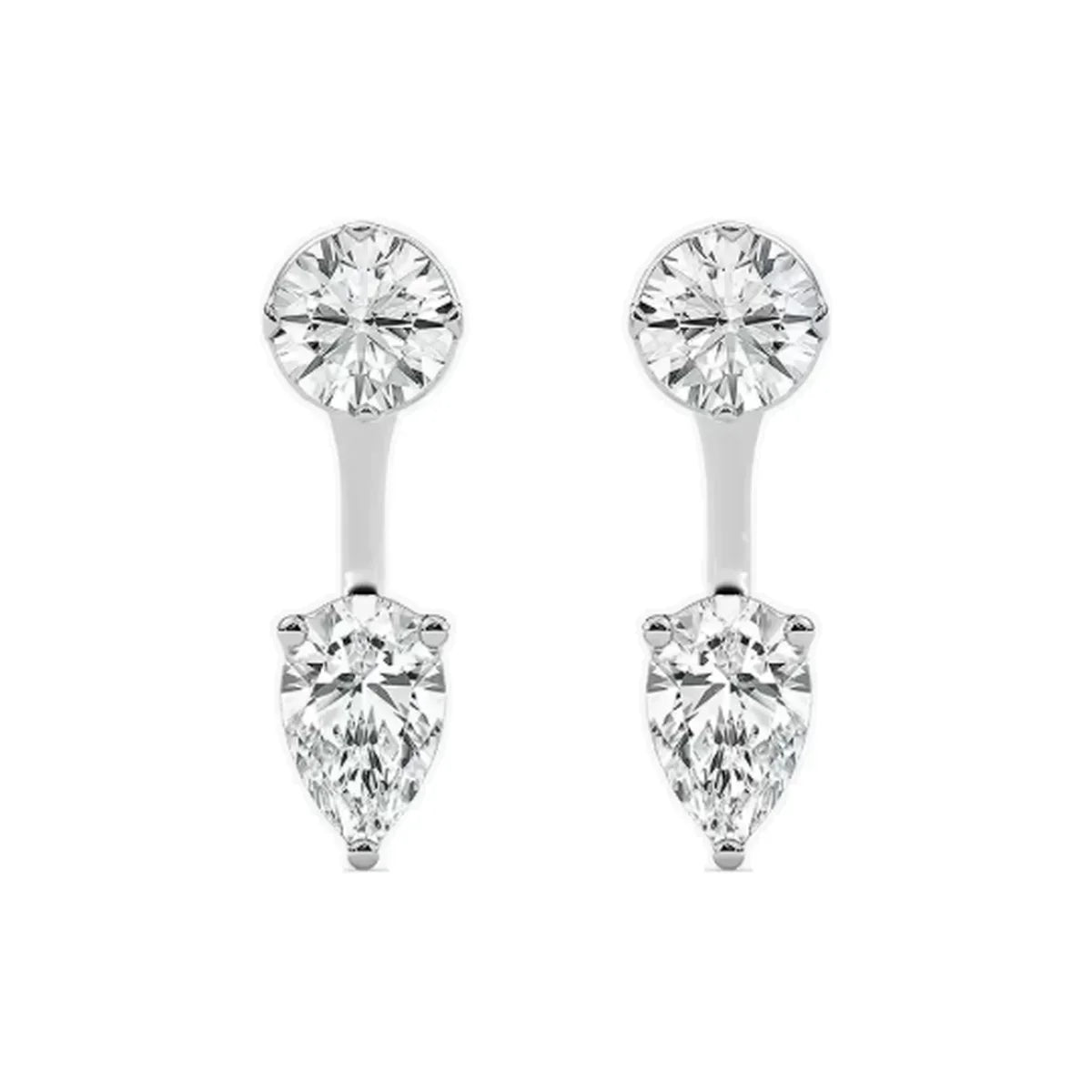 Round & Pear Two Stone Drop Earrings