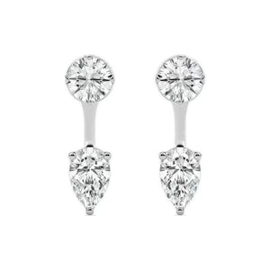 Round & Pear Two Stone Drop Earrings