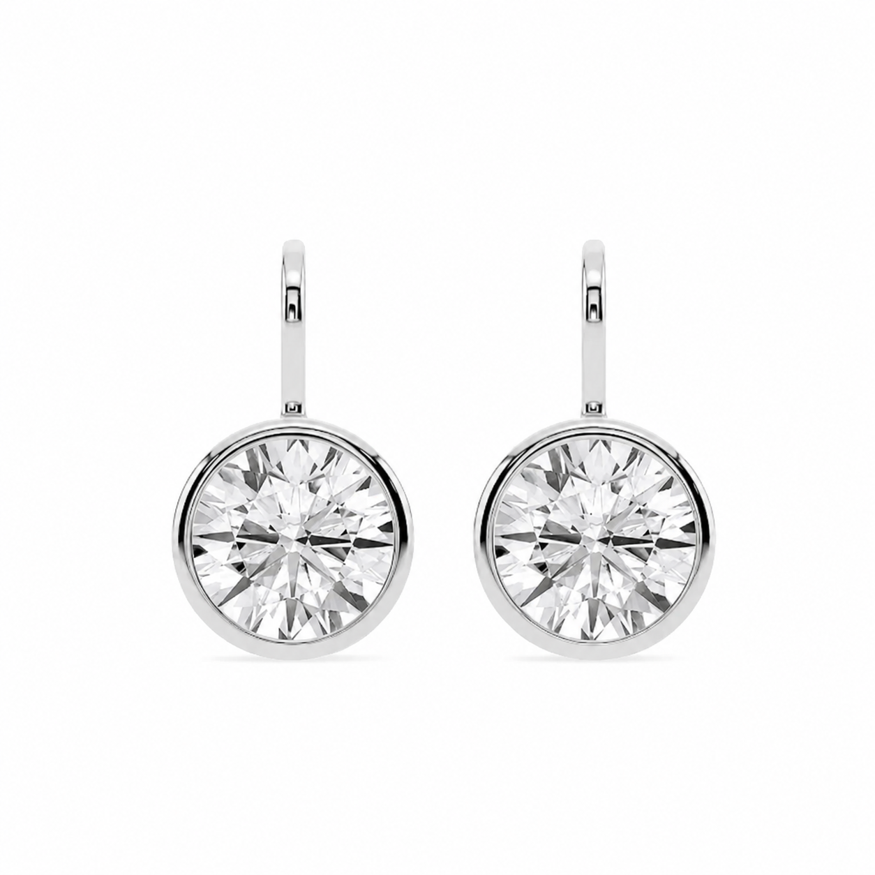 Round Bezel Drop Earrings