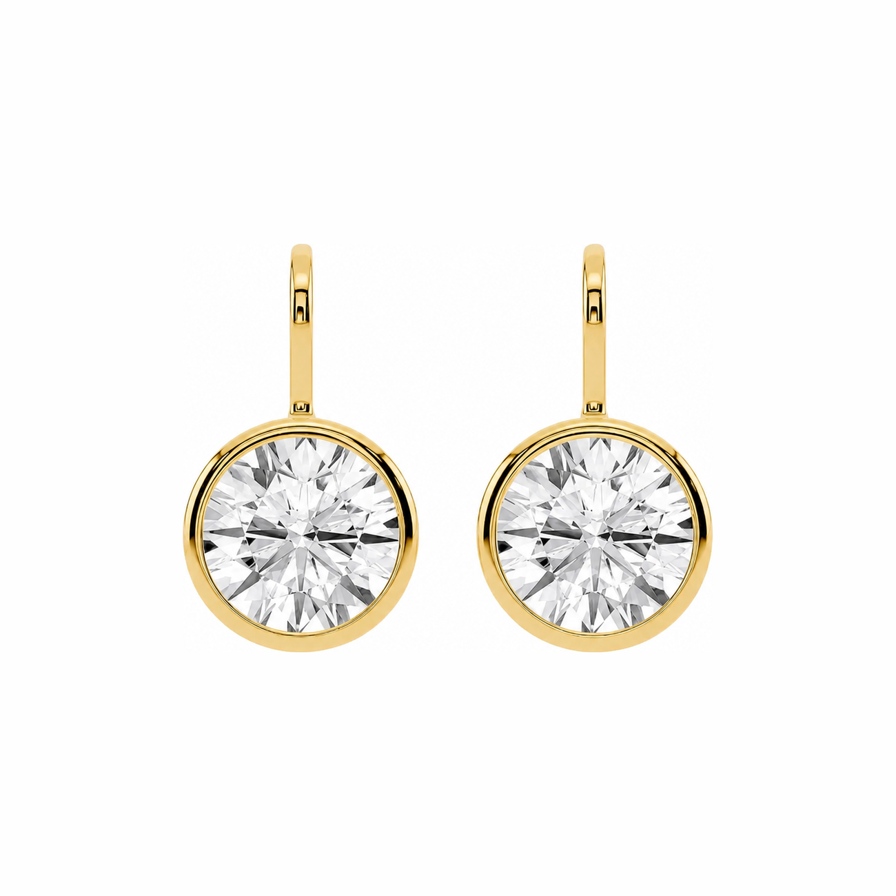 Round Bezel Drop Earrings