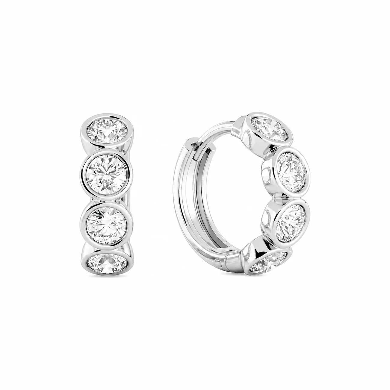 Round Diamond Bezel Hoop Earrings