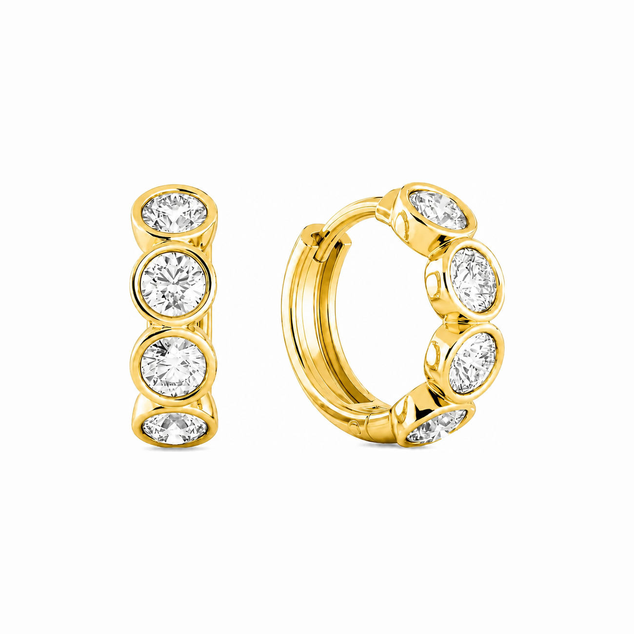Round Diamond Bezel Hoop Earrings