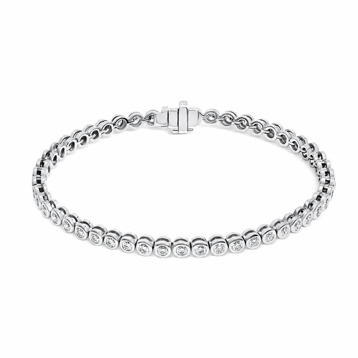 Round Diamond Bezel Tennis Bracelet