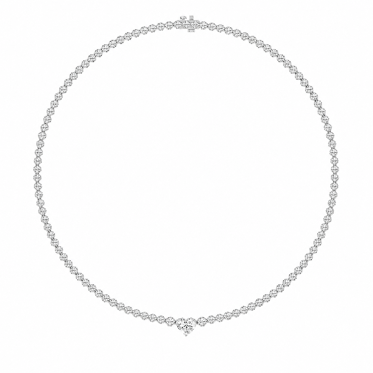 Round Diamond Necklace with Heart Centre