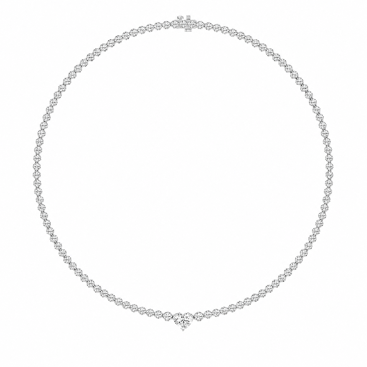 Round Diamond Necklace with Heart Centre