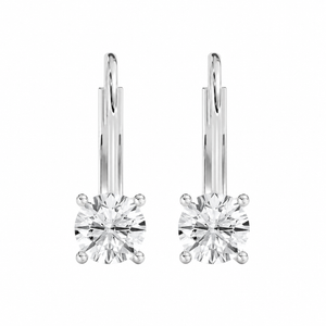 Round Solitaire Lever-Back Drop Earrings