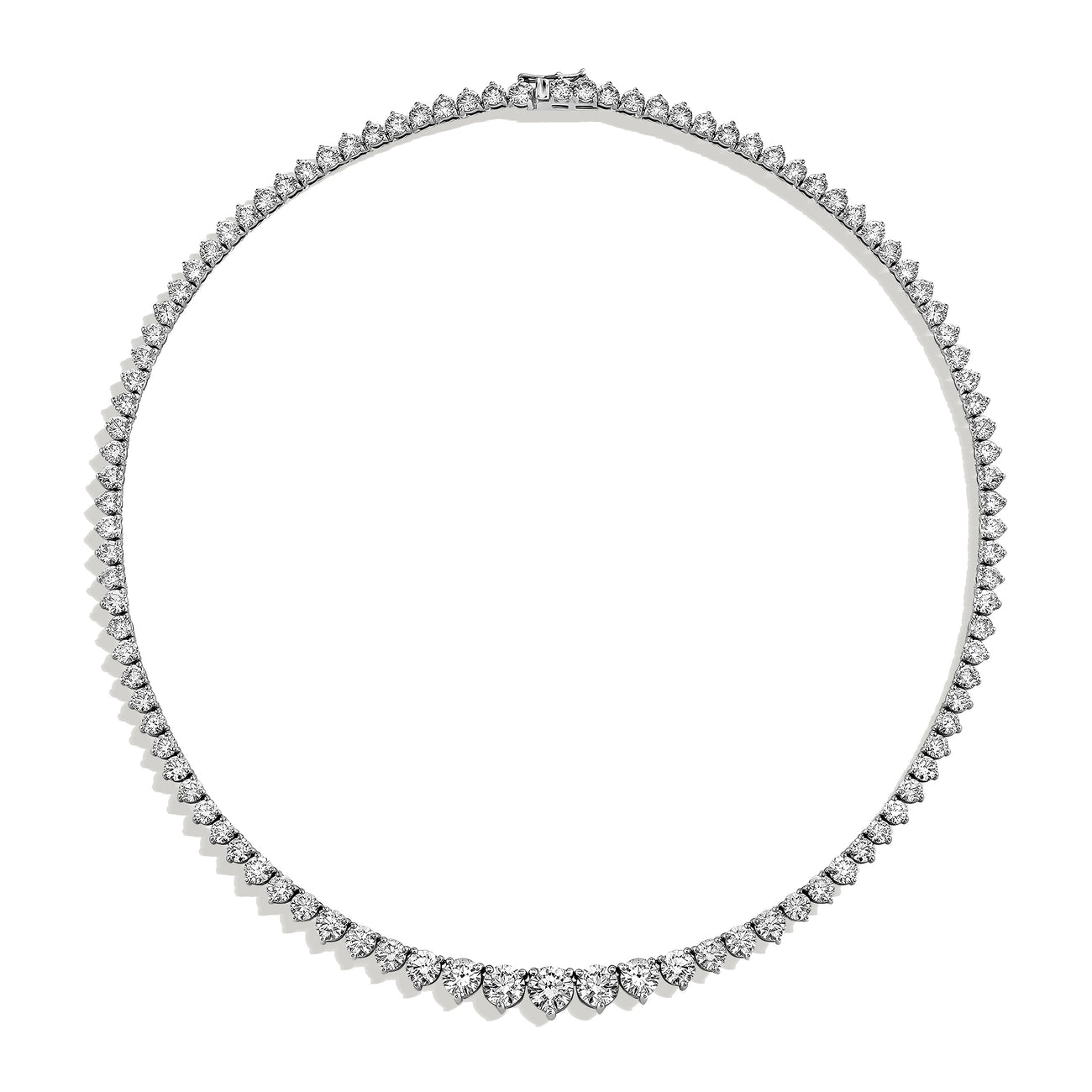 Three Prong Graduating Diamond Tennis Necklace