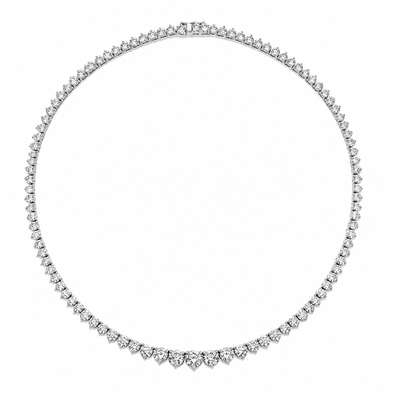 Three Prong Graduating Diamond Tennis Necklace