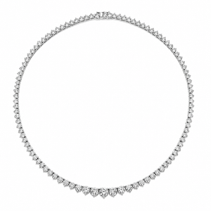 Three Prong Graduating Diamond Tennis Necklace