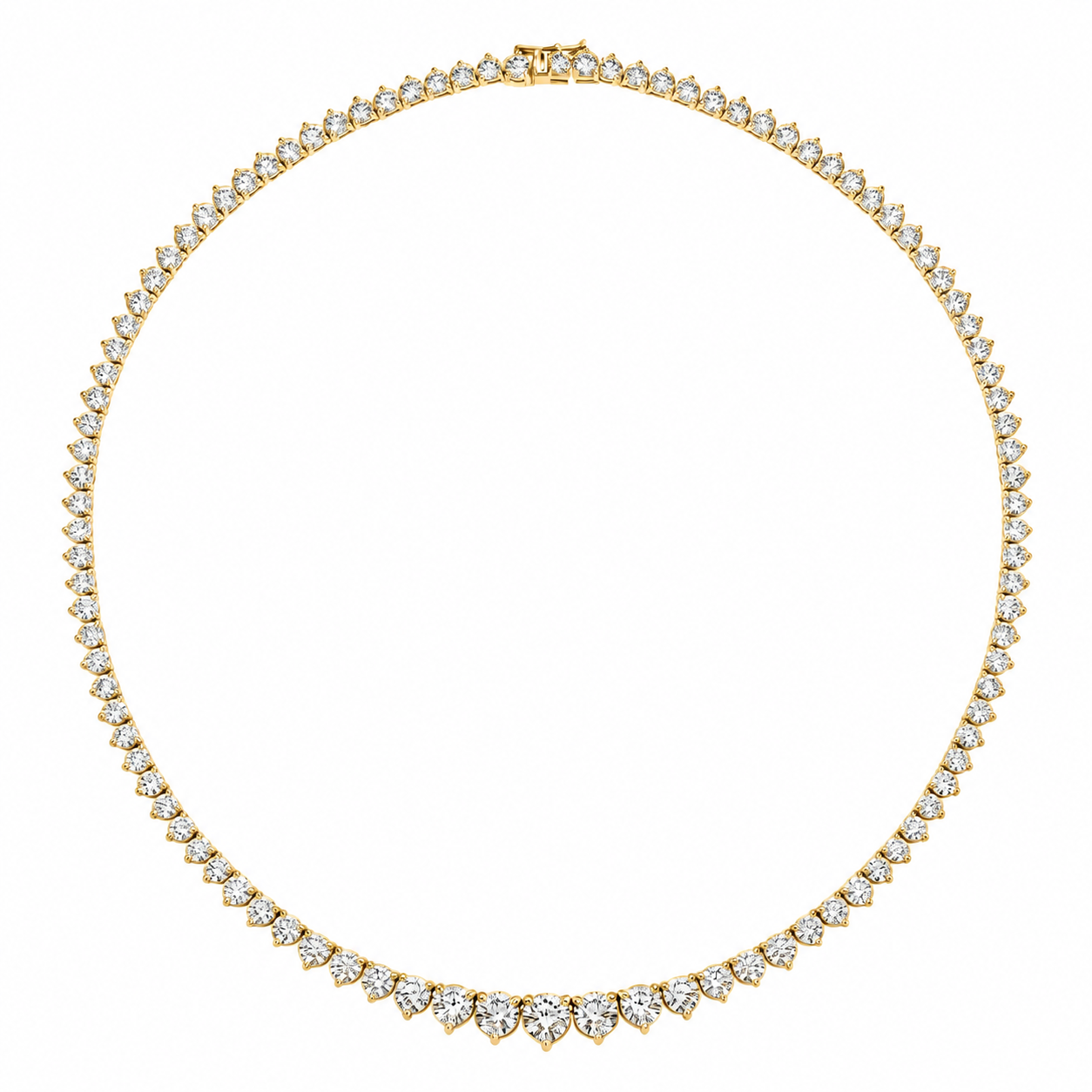 Three Prong Graduating Diamond Tennis Necklace