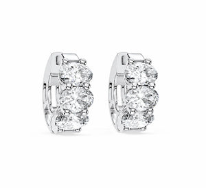 Three Stone Oval Huggie Earrings