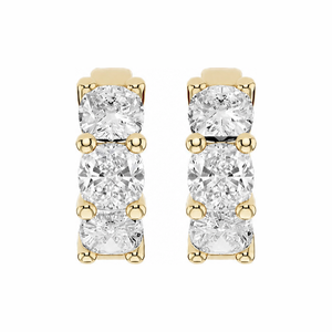 Three Stone Diamond Huggie Earrings