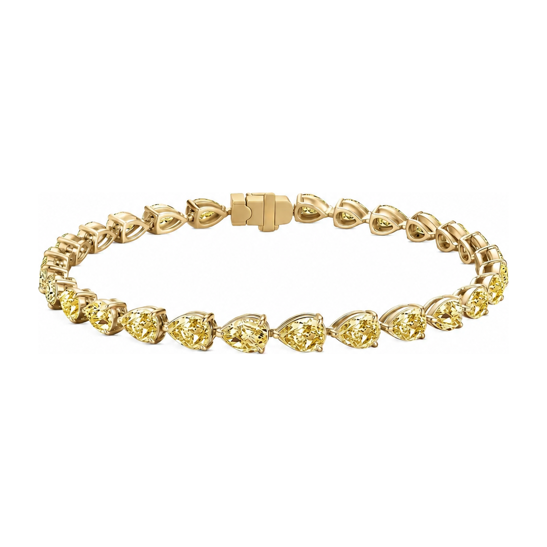 Yellow Pear Diamond Tennis Bracelet